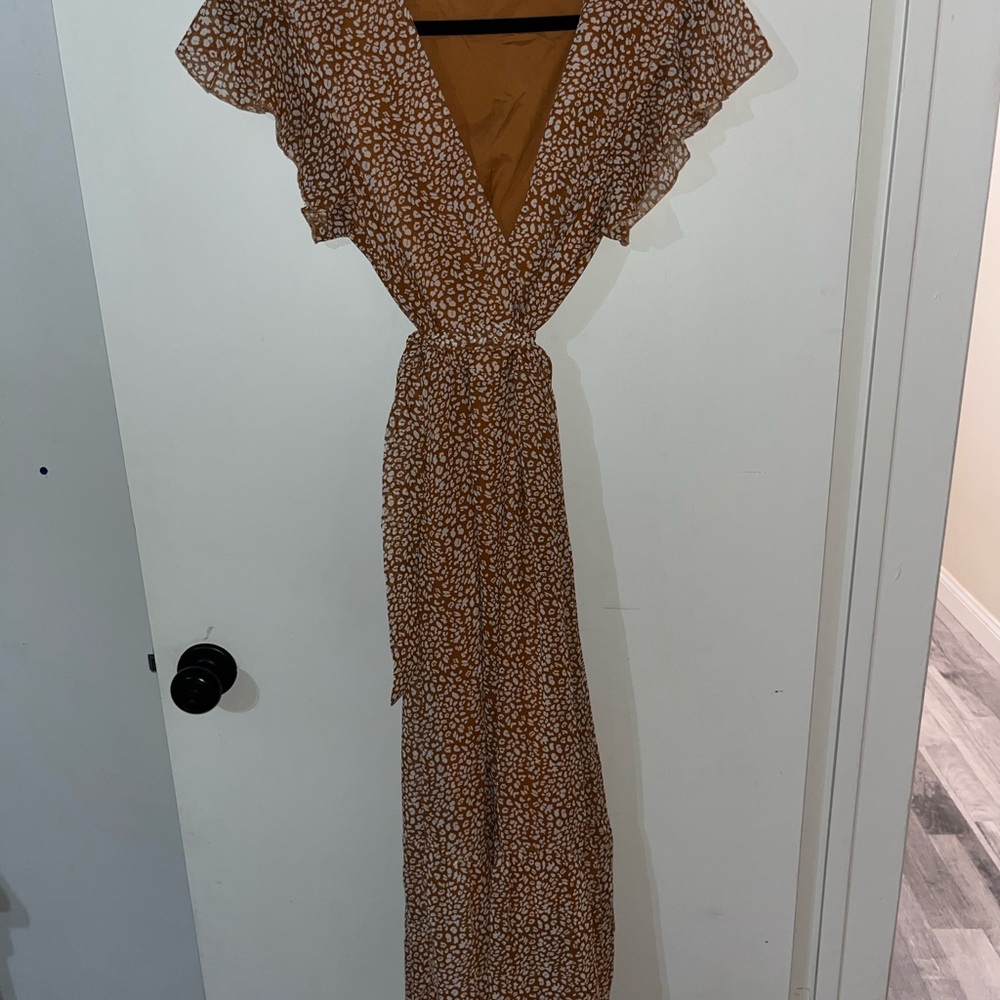 BTFBM Chic Brown Patterned Maxi Dress
